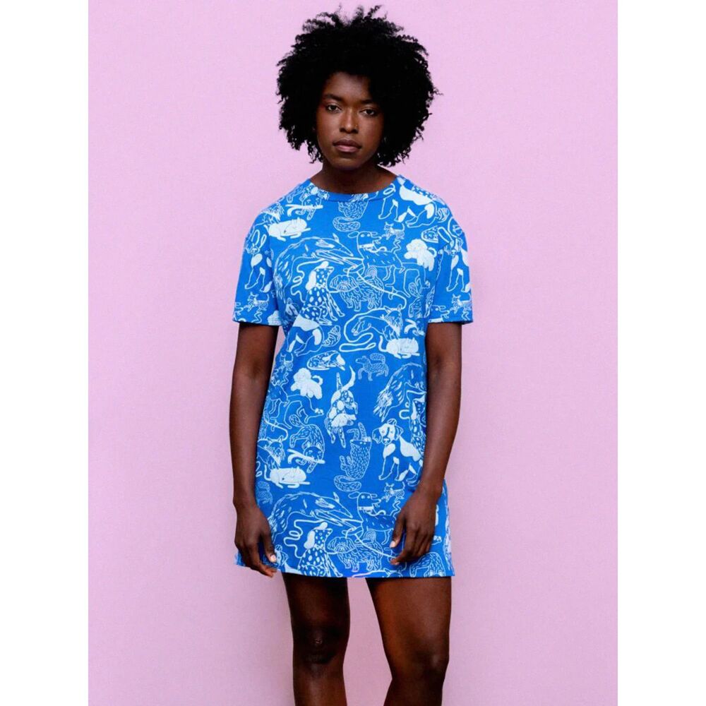 Nooworks Tee Dress in Dogs Size Medium - Eva Stalinski Made in USA